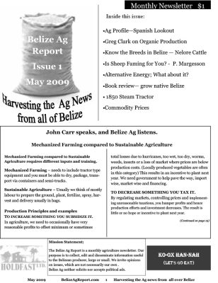 Belize Ag Report | Issue 01 - May 2009